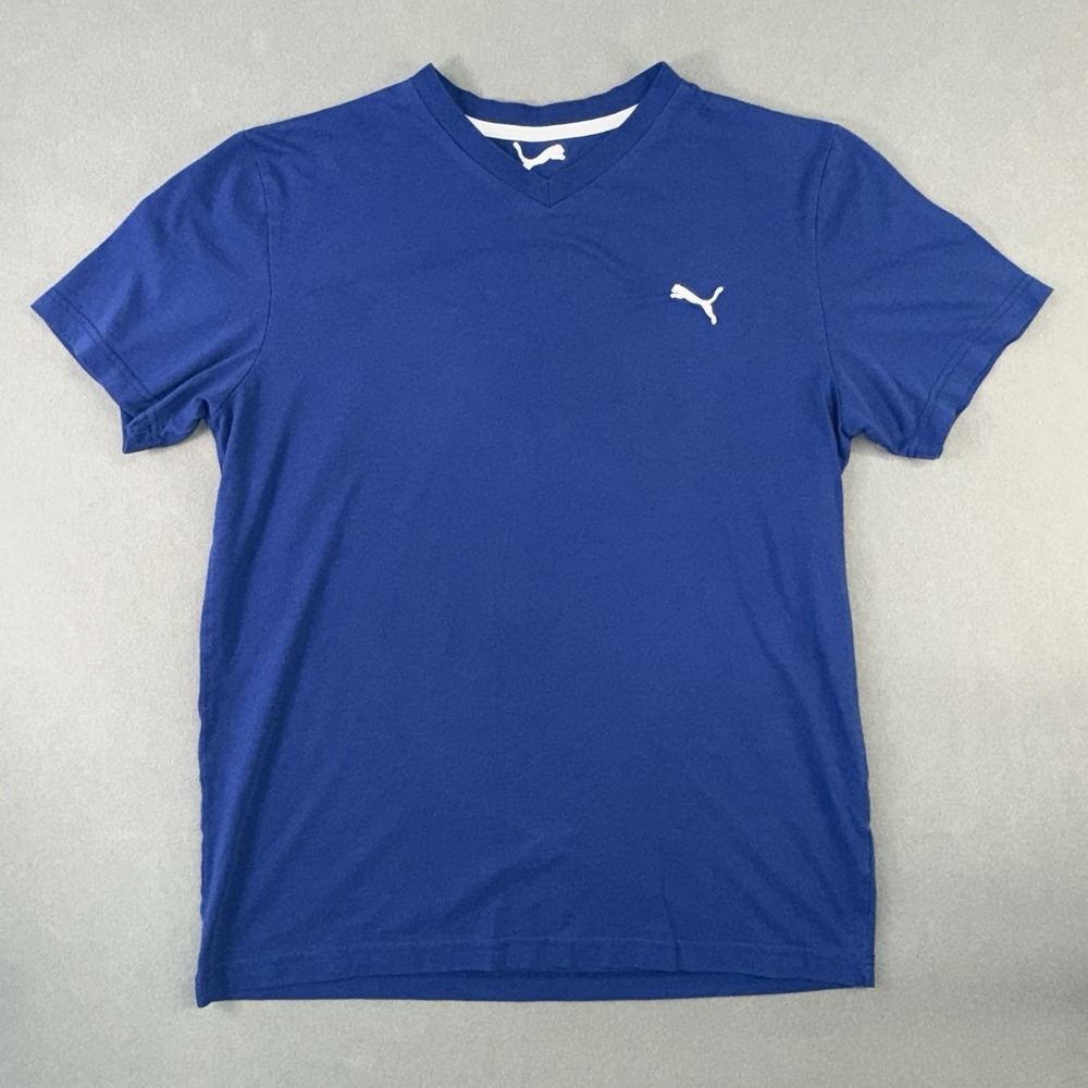 Men's Puma Dry Cell Athletic V-Neck T-Shirt Royal Blue Size M